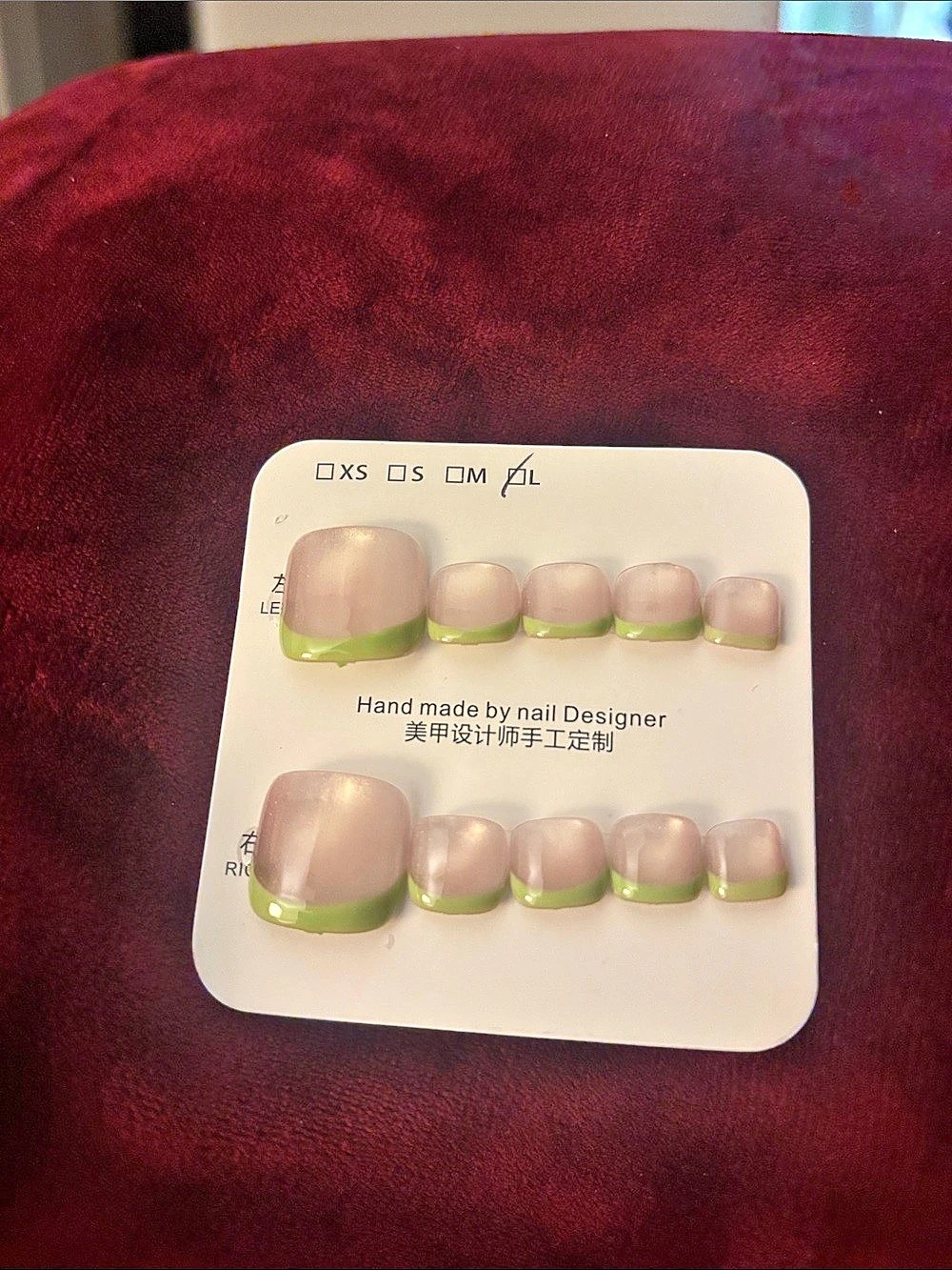 Pink & Green Press-On Nails NWT